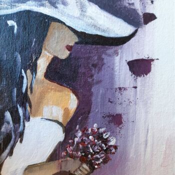 Schilderij getiteld "Woman in hat acryli…" door Maryna Yasar, Origineel Kunstwerk, Acryl