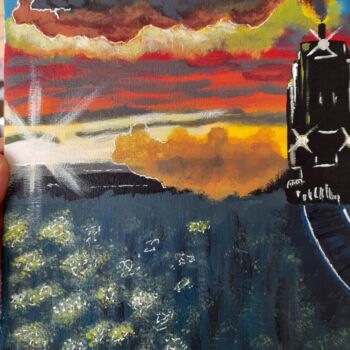 Malarstwo zatytułowany „Train original acry…” autorstwa Maryna Yasar, Oryginalna praca, Akryl