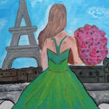 Картина под названием "Eiffel Tower Origin…" - Maryna Yasar, Подлинное произведение искусства, Акрил