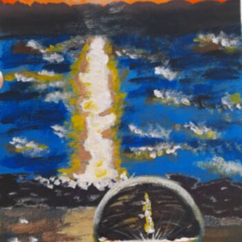 Malarstwo zatytułowany „Sunset at the sea o…” autorstwa Maryna Yasar, Oryginalna praca, Akryl