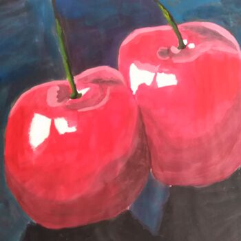 Painting titled "Cherry original pai…" by Maryna Yasar, Original Artwork, Acrylic