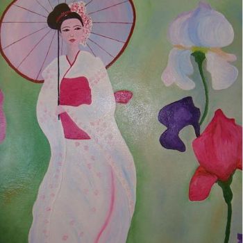 Pintura intitulada "Geisha" por Mary Nieves Lorenzo, Obras de arte originais, Óleo