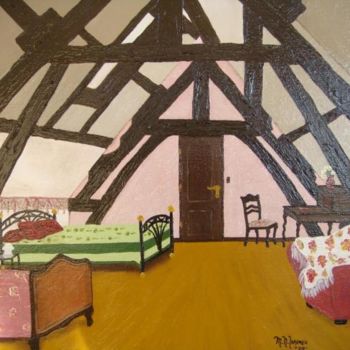 Pintura intitulada "Hotelito en Normand…" por Mary Nieves Lorenzo, Obras de arte originais, Óleo