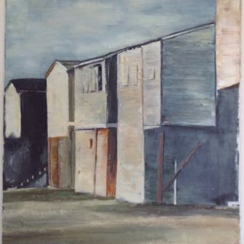 Painting titled "Les cabanes de la p…" by Mary Angé-Raffray, Original Artwork, Oil Mounted on Wood Stretcher frame