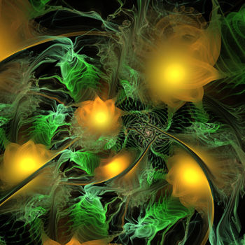 Цифровое искусство под названием "Blossoming fern.jpg" - Mary Raven, Подлинное произведение искусства, 3D моделирование