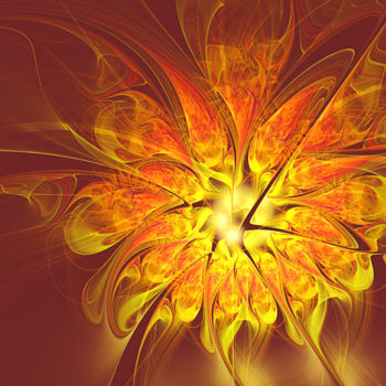 数字艺术 标题为“Golden dahlia.jpg” 由Mary Raven, 原创艺术品, 数字油画