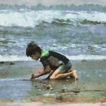 Ζωγραφική με τίτλο "At the Sea Shore 7" από Mary Landers, Αυθεντικά έργα τέχνης, Λάδι