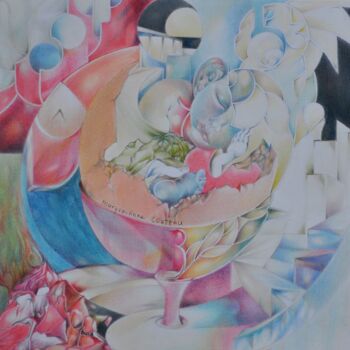 Dessin intitulée "L'enfant à la coque" par Maryse-Anne Couteau, Œuvre d'art originale, Crayon