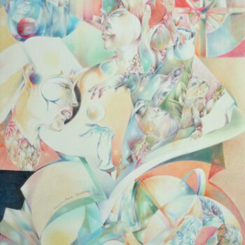 Рисунок под названием "De Toi à Moi" - Maryse-Anne Couteau, Подлинное произведение искусства, Карандаш Установлен на картон