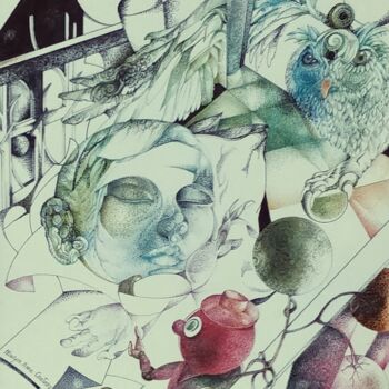 제목이 "Croissance"인 그림 Maryse-Anne Couteau로, 원작, 잉크 판지에 장착됨