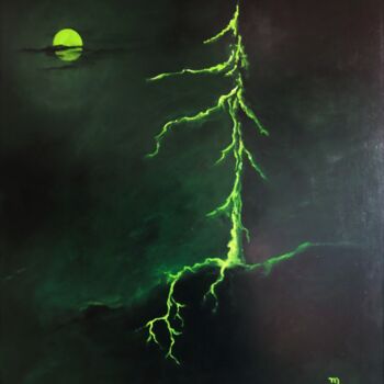 Painting titled "vert tige" by Maryse Billaud, Original Artwork, Acrylic