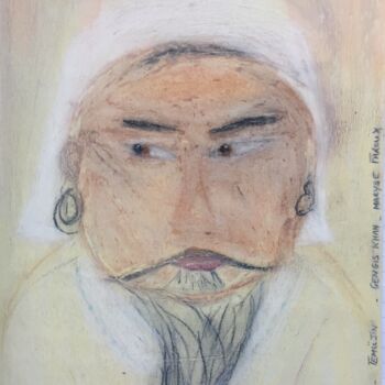 Painting titled "Gengis Kahn La Paix" by Maryse Faroux, Original Artwork, Pastel