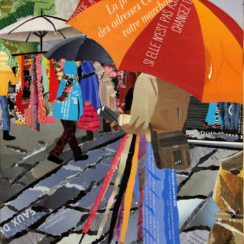Collages titulada "Sur le marché" por Maryse Konecki, Obra de arte original, Collages