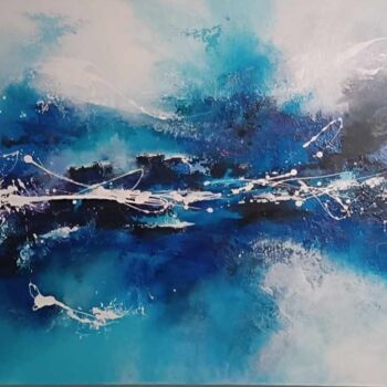 Картина под названием "Un océan si bleu" - Maryse Kriloff, Подлинное произведение искусства, Акрил Установлен на Деревянная…