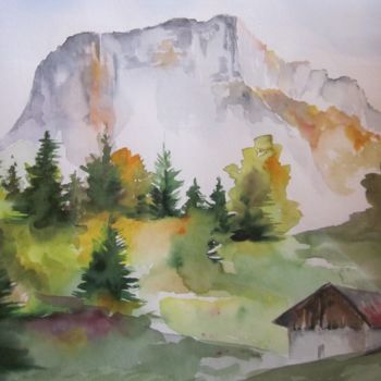 Painting titled "Le Granier" by Maryse Pattyn, Original Artwork, Watercolor