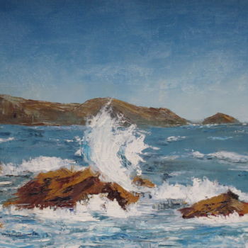 Painting titled "La mer" by Maryse Pattyn, Original Artwork, Oil