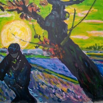Pittura intitolato "Le semeur au soleil…" da Maryse Curinier-Rochette, Opera d'arte originale, Olio