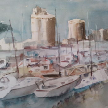 Painting titled "La Rochelle" by Maryse Tisnés, Original Artwork, Watercolor