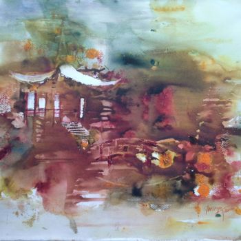 Pintura intitulada "Ambiance Japon" por Maryse Tisnés, Obras de arte originais, Aquarela