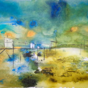 Pintura intitulada "Bords de Garonne" por Maryse Tisnés, Obras de arte originais, Aquarela