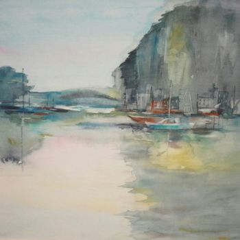 Painting titled "Inspiration baie d"…" by Maryse Tisnés, Original Artwork, Watercolor