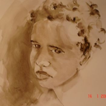 Painting titled "L'ENFANT TRISTE" by Maryse Tisnés, Original Artwork, Oil