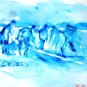 Painting titled "Blue chrome" by Maryse Tisnés, Original Artwork