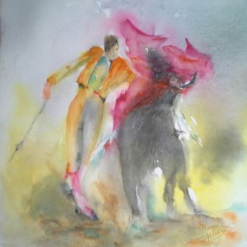 Painting titled "Ole!" by Maryse Tisnés, Original Artwork, Watercolor