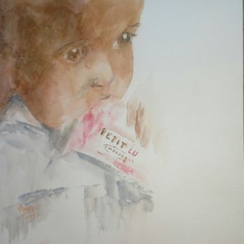 Painting titled "P'tit LU" by Maryse Tisnés, Original Artwork, Watercolor