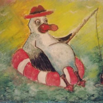 Painting titled "Рыбалка" by Meduza, Original Artwork, Oil