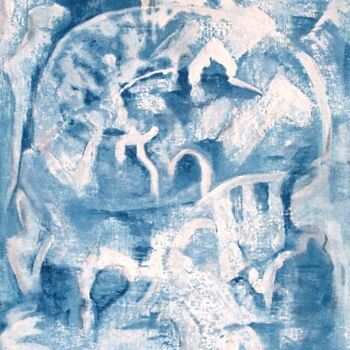 Painting titled "fontaine en bleue" by Maryvonne Deligny (MLD), Original Artwork, Acrylic