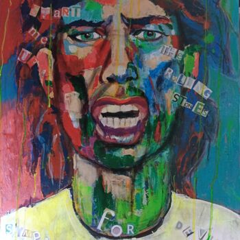 Painting titled "Mick Jagger" by Marzel, Original Artwork, Acrylic