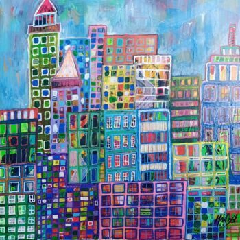Painting titled "New York" by Marzel, Original Artwork, Acrylic