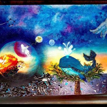 Картина под названием "Другой мир" - Marzipan, Подлинное произведение искусства, Масло