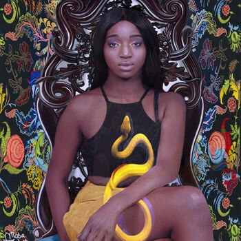 Arte digital titulada "femme TOTEM le serp…" por Masa Zodros, Obra de arte original, Pintura Digital