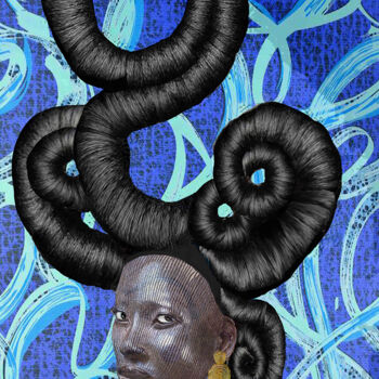 Arts numériques intitulée "black  totem blue" par Masa Zodros, Œuvre d'art originale, Peinture numérique