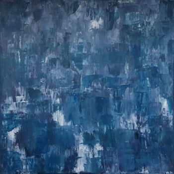 Pittura intitolato "Le mur bleu" da Masako, Opera d'arte originale, Acrilico Montato su Telaio per barella in legno