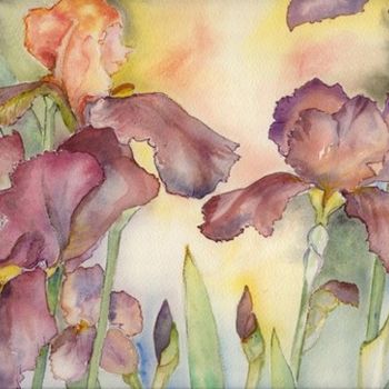 Malarstwo zatytułowany „les iris de mon jar…” autorstwa Maryse Salaun-Talec, Oryginalna praca