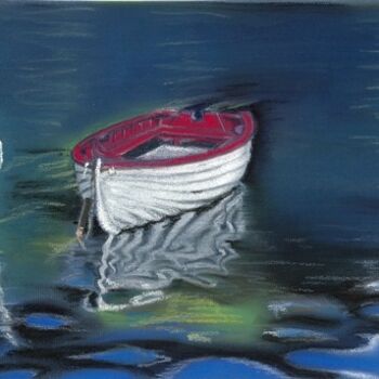 Pintura titulada "Barque aux reflets" por Maryse Salaun-Talec, Obra de arte original