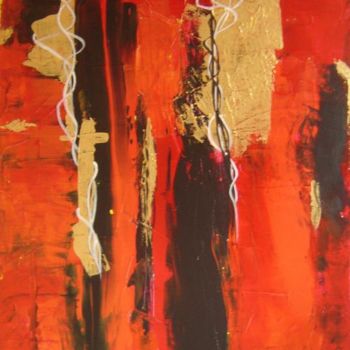 Painting titled "Or et rouge" by Maryse Salaun-Talec, Original Artwork