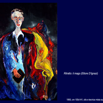 Painting titled "il mago: ritratto d…" by Antimo Mascaretti, Original Artwork, Oil