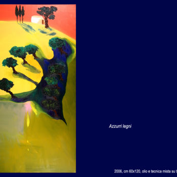 Painting titled "azzurri legni" by Antimo Mascaretti, Original Artwork, Oil