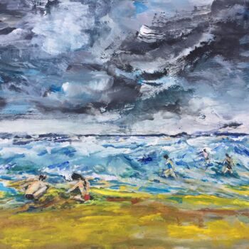 绘画 标题为“plage tourmentée” 由Serge Elie, 原创艺术品, 丙烯 安装在纸板上