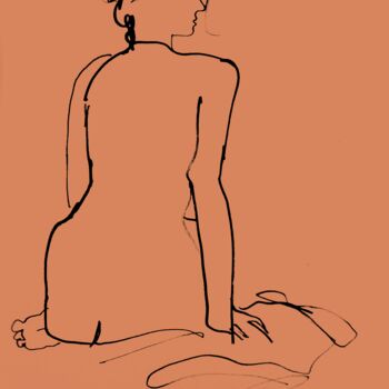 Рисунок под названием "Nude284_girl back t…" - Masha Neverova, Подлинное произведение искусства, Чернила