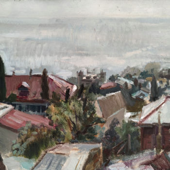 Malerei mit dem Titel "Sea Resort. Plein-a…" von Egorova Maria, Original-Kunstwerk, Öl