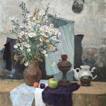 Painting titled "Still life with cha…" by Egorova Maria, Original Artwork, Oil