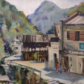 Painting titled "Chinese village" by Egorova Maria, Original Artwork, Oil