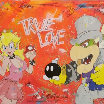 Malarstwo zatytułowany „True Love” autorstwa Ma$K, Oryginalna praca, Akryl Zamontowany na Drewniana rama noszy