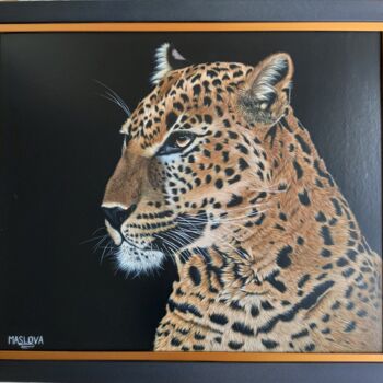 Schilderij getiteld "Гордый леопард" door Maslova Art Gallery, Origineel Kunstwerk, Acryl