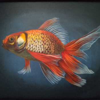 Painting titled "Golden fish" by Maslova Art Gallery, Original Artwork, Acrylic